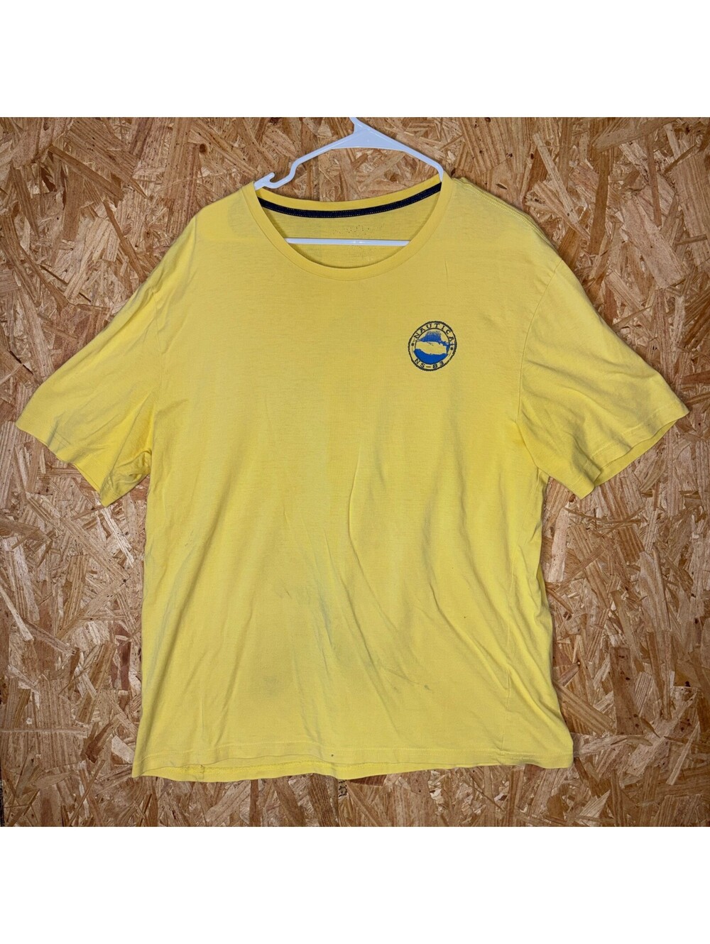 Nautica Mens Yellow Graphic Short Sleeve Tee Used
